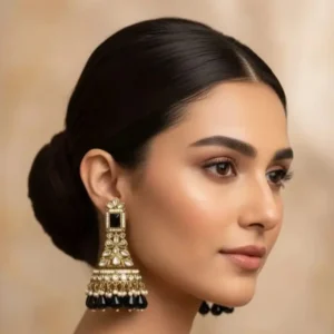 KUNDAN BLACK EARRINGS
