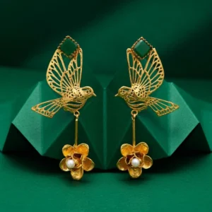 EMERALD BIRD EARRINGS (2)