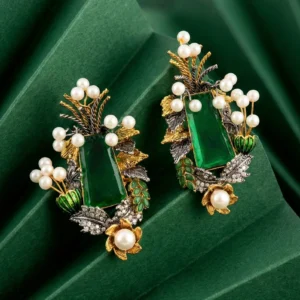 EMERALD BRANCHED EARRINGS