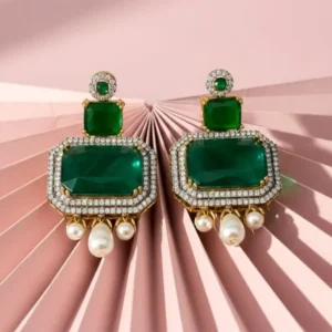 GOLD PLATED GREEN EARRINGS