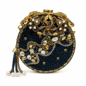 ROUND BLUE CLUTCH 1